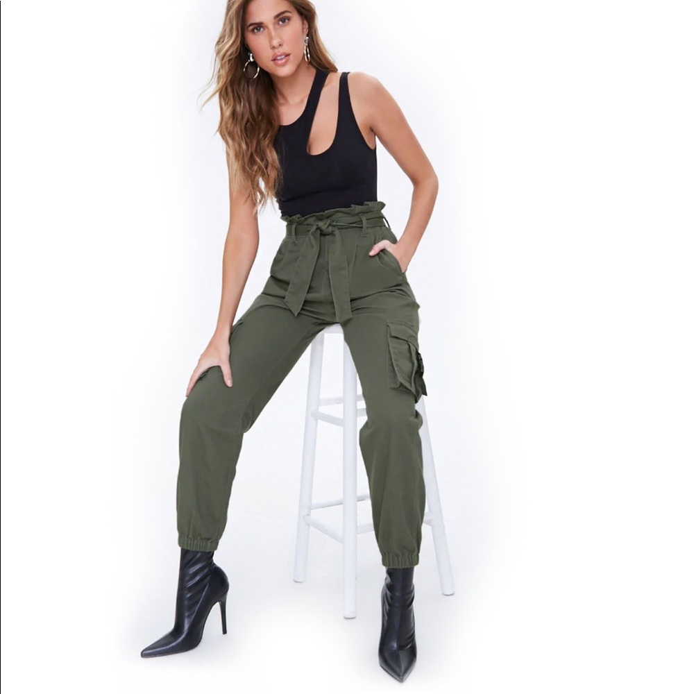 Paperbag Denim Cargo Joggers